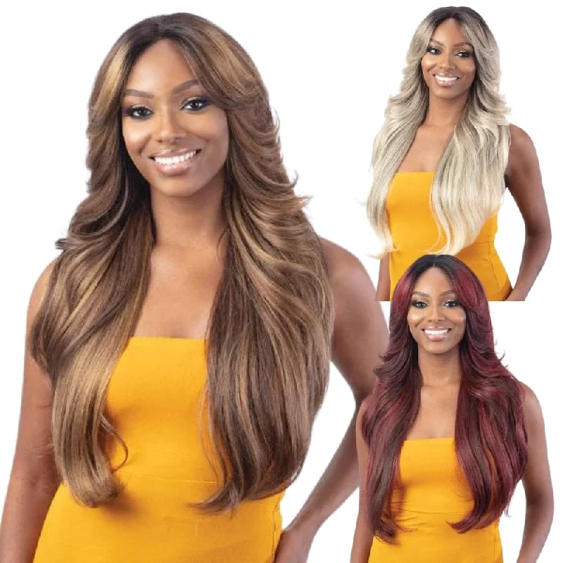 Colored wig with a red - orange hue for a warm and energetic lookFreeTress Equal Curtain Bang HD Lace Wig - Bombshell