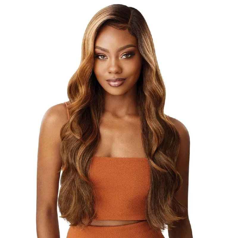 Colored wig with a red - orange hue for a warm and energetic lookOutre Color Bomb Synthetic Lace Front Wig - Kimani