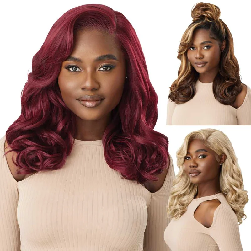 Colored wig in a vibrant pink color for a bold and eye - catching lookOutre Melted Hairline Synthetic Lace Front Wig - Shelby