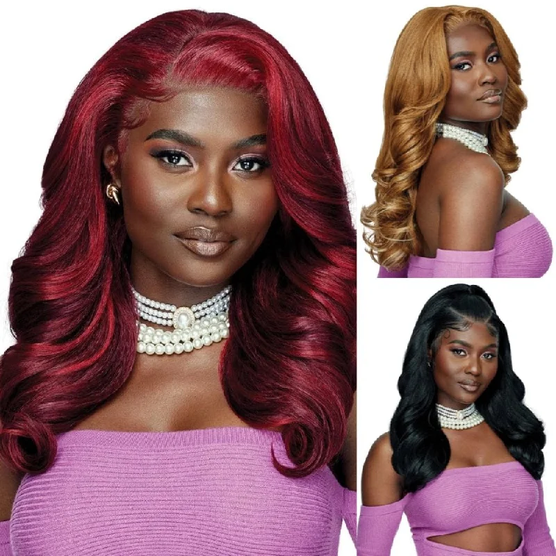 Colored wig in a vibrant pink color for a bold and eye - catching lookOutre Perfect Hairline Swoop Series 13x4 Lace Frontal Wig - Swoop 2