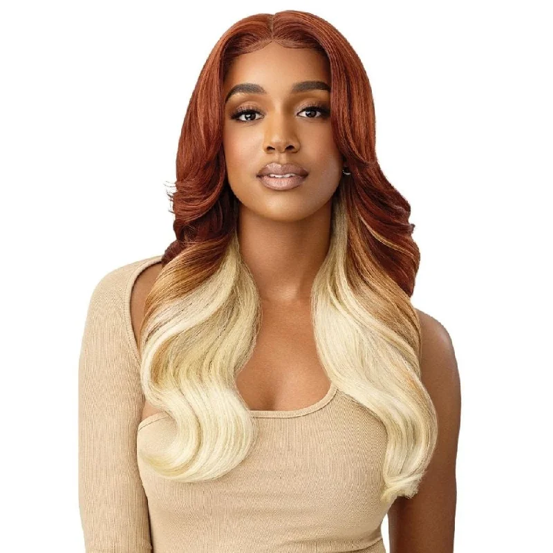 Colored wig in a vibrant pink color for a bold and eye - catching lookOutre Synthetic Color Bomb Lace Front Wig - Yavanna