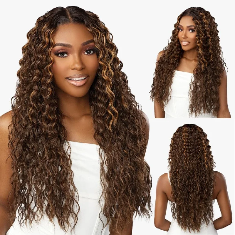 Colored wig with a red - orange hue for a warm and energetic lookSensationnel Butta HD Lace Wig - Water Deep 28"