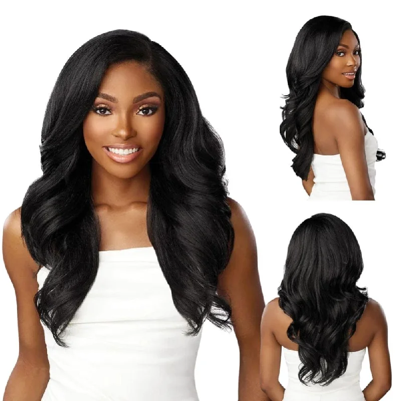 Colored wig with a pre - plucked hairline for a more natural lookSensationnel Glueless Bare Luxe Lace Wig - Y-Part Genn