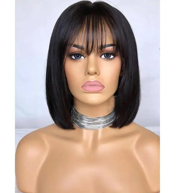 Brazilian - human - hair wig with a full and voluminous lookKia Brazilian Remy Human Hair Silk Top Lace Front Bob