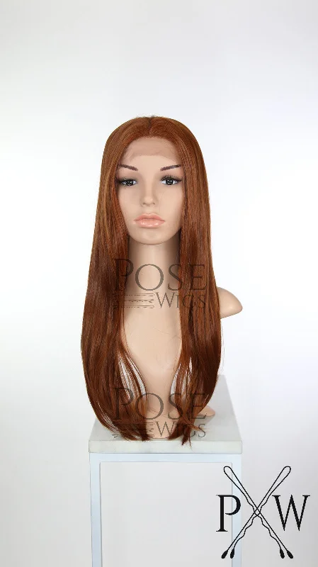 Lace wig with a platinum - blonde color for a bold and trendy lookDahlia Natural Red - Natural