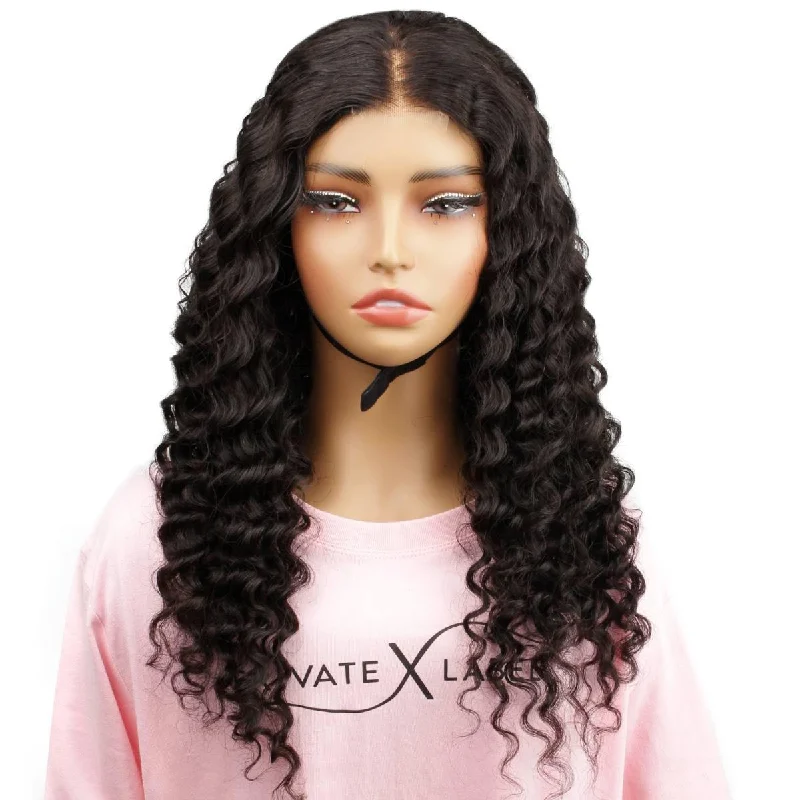 Lace wig with a side - swept bang for a sophisticated lookDeep Wave HD 2x6 Closure Glueless Wig