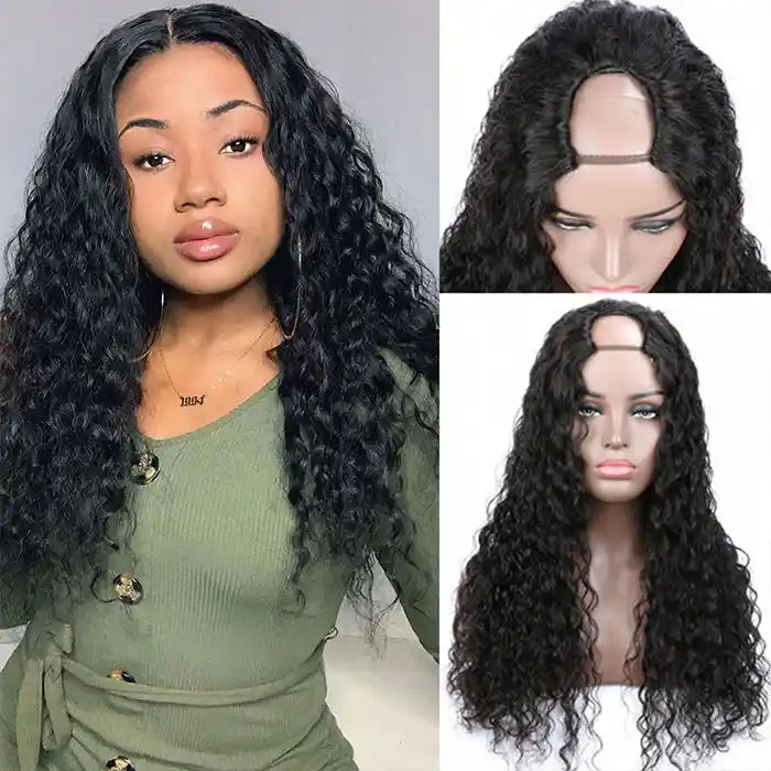 Human - hair lace wig for a luxurious and natural feelRaw Hair/Virgin Hair Deep Wave U Part Wig Deep Curly U Part Wig