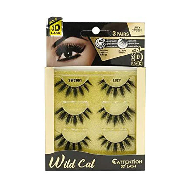 Lace wig with a platinum - blonde color for a bold and trendy lookEBIN Cattitude 3D Lashes 3 Pairs Wild Cat #Lucy