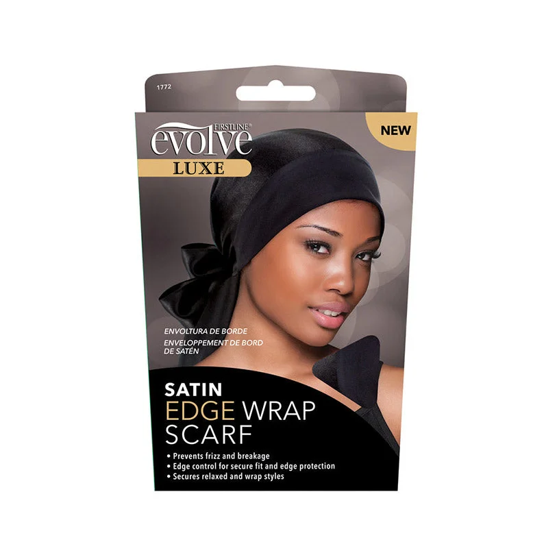 Lace wig with a pre - plucked hairline for a more natural lookFIRSTLINE EVOLVE Satin Edge Wrap Scarf [BLACK] #1772