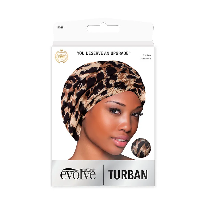 Lace wig with a side - swept bang for a sophisticated lookFIRSTLINE EVOLVE Silky Turban [ANIMAL PRINT] #6021