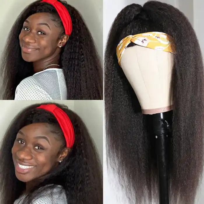 Synthetic lace wig with a heat - resistant formulaVirgin Hair kinky Straight Wear And Go Headband Wigs No-Lace No-Glue