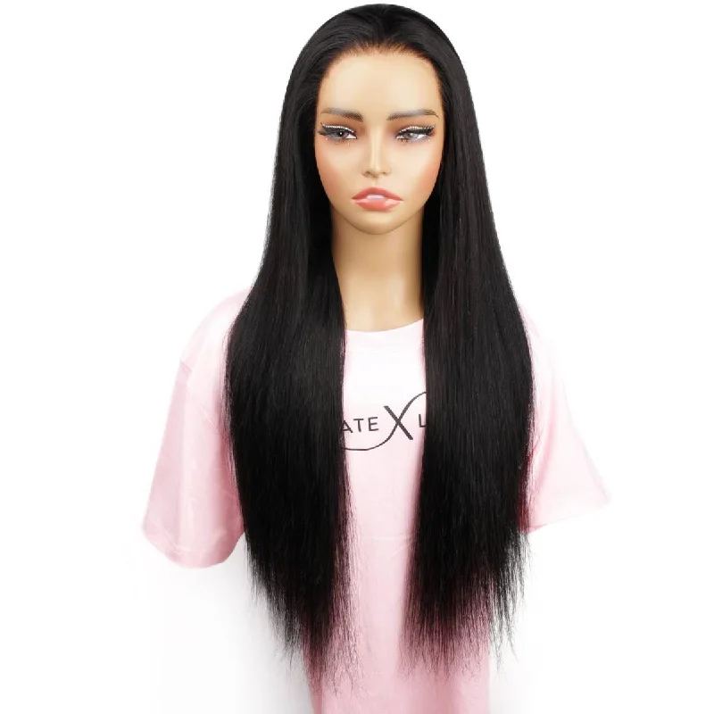 Lace wig with a natural - looking root for a more realistic lookJet Black Straight 13x4 HD Lace Front Wig