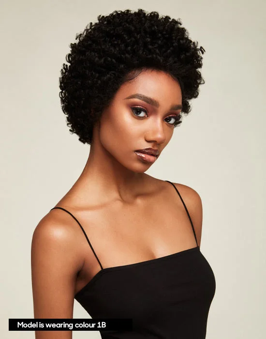 Lace wig with a side - part for a more flattering lookFeme Afro Lace Wig - Jumbo Coiled Pixie