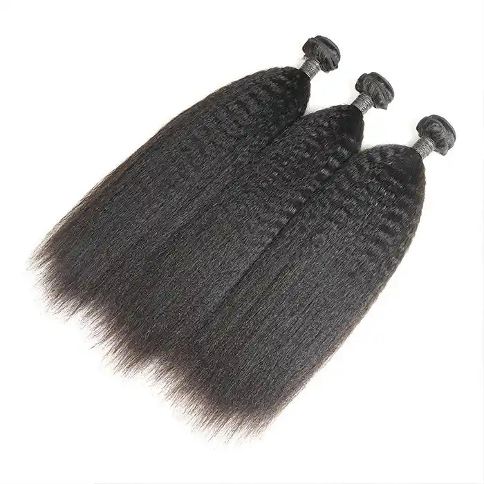 Lace wig with a middle - part for a classic and elegant styleKinky Straight Mongolian Hair bundle 100% virgin Human Hair Extensions bundle deal 1 bundle/ 3 bundle /4 bundles