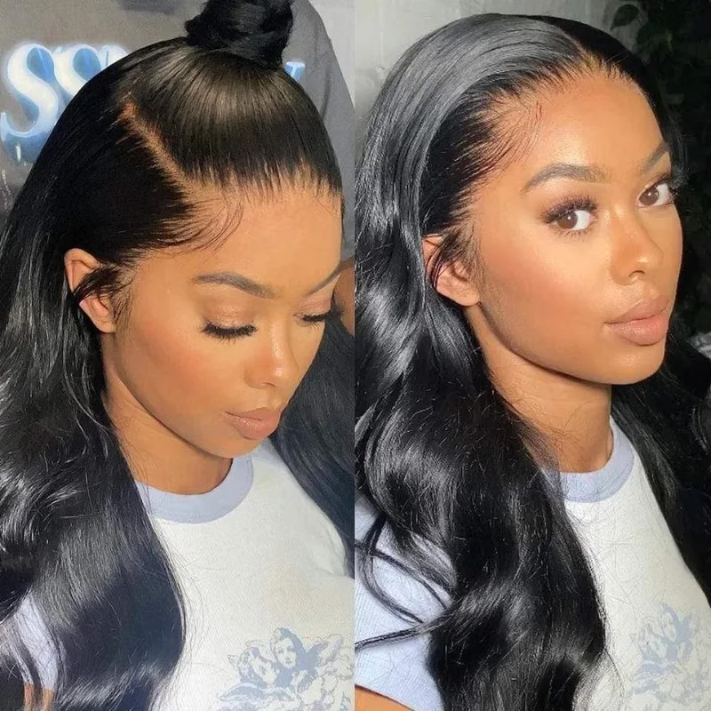 Lace wig with a silk - base cap for a comfortable and smooth feelKlaiyi Hair Transparent Lace Wig Body Wave Lace Frontal Wigs Virgin Human Hair Pre Plucked