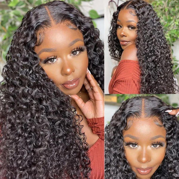 Lace wig with a pre - bleached knot for a natural - looking scalpKlaiyi Curly Hair Lace Part Wigs 100% Virgin Hair Realistic Human Hair Wigs 150% Density