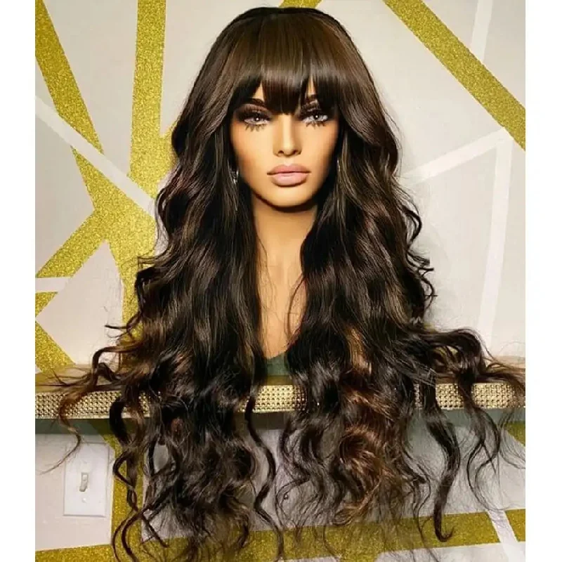 Human - hair wig with a wavy texture for a beachy and relaxed lookLace Front Wig 13x4 Cap Human Hair Wig