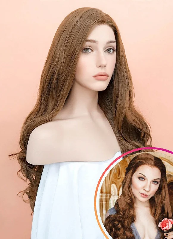 Synthetic lace wig with a heat - resistant formulaChestnut Brown Wavy Lace Front Synthetic Wig LF667J