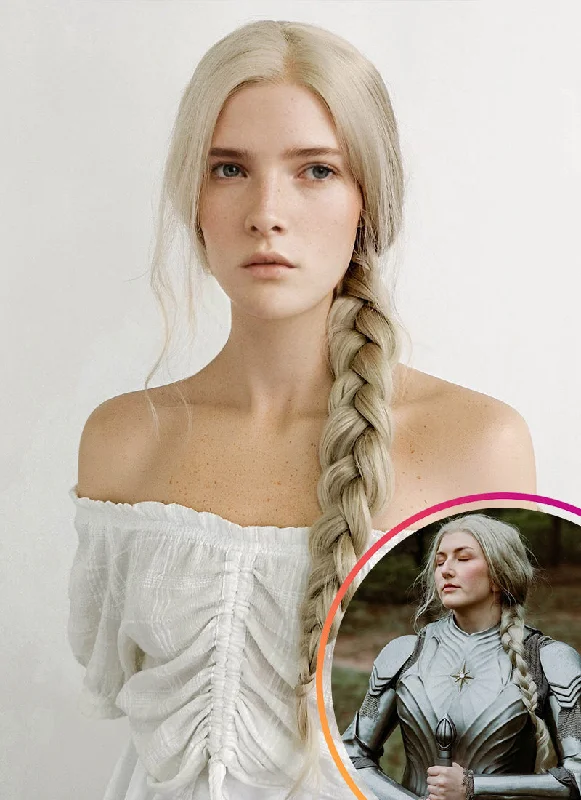 Lace wig with a straight texture for a sleek and minimalist lookThe Lord of the Rings The Rings of Power Galadriel Ash Blonde Wavy Lace Front Synthetic Wig LFK5539