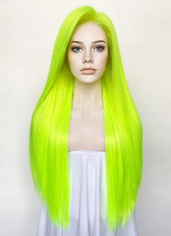 Lace wig with a curly texture for a bold and stylish choiceNeon Green Straight 13" x 6" Lace Top Synthetic Wig LFS020