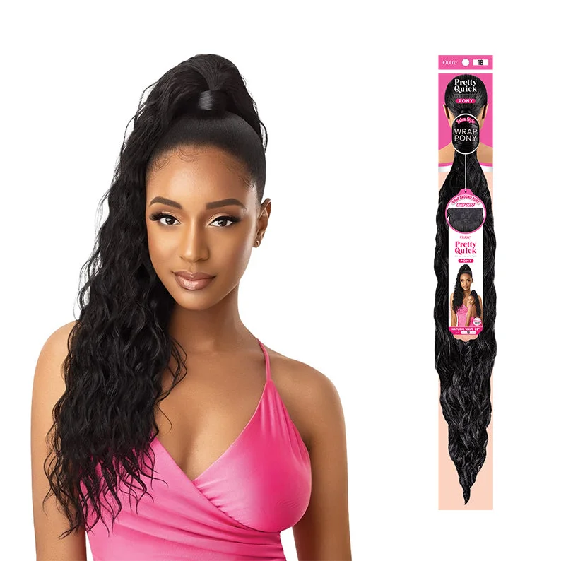 Lace wig with a natural - looking root for a more realistic lookOUTRE Pretty Quick Wrap Pony NATURAL WAVE 28