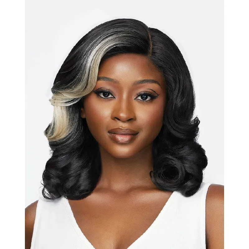 Lace wig with a platinum - blonde color for a bold and trendy lookOutre Synthetic Glueless HD Lace Front Wig - Bess