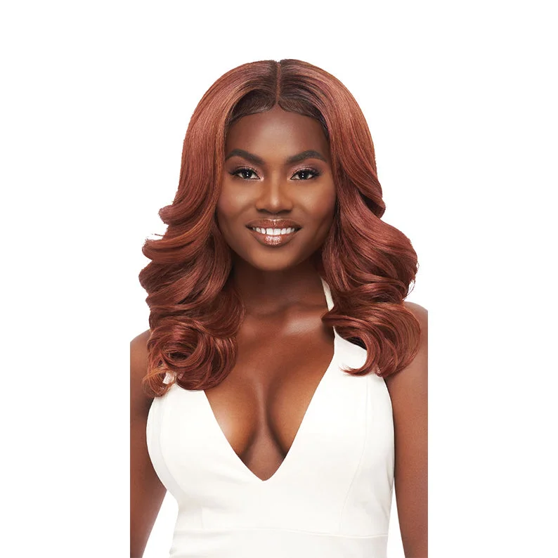 Lace wig with a wispy fringe for a soft and feminine lookOUTRE Perfect Hairline Synthetic Hair 13X4 Lace Front Wig ELLA