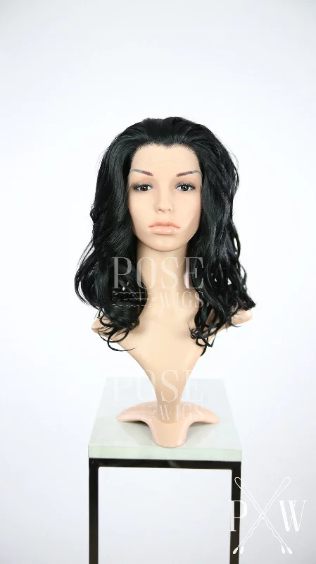 Lace wig with a platinum - blonde color for a bold and trendy lookZoey Midnight Black - Natural Plus