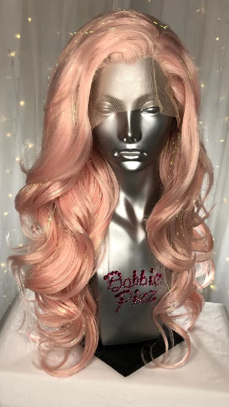 Lace wig with a pre - bleached knot for a natural - looking scalp"Radiance" - Pale Pink