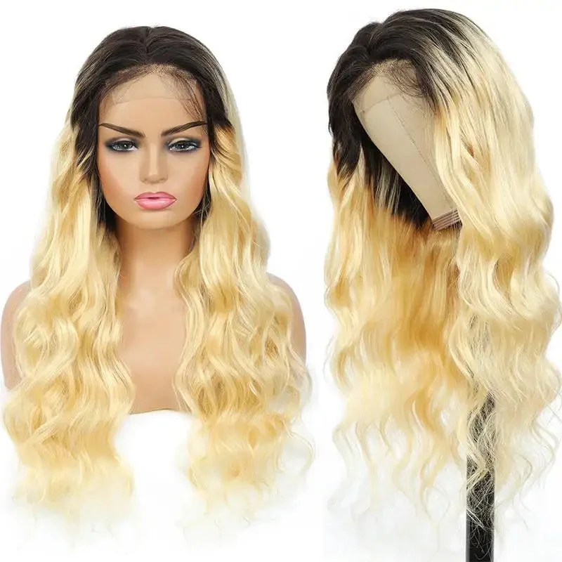 Human - hair wig with a straight texture for a sleek and minimalist lookReena Ombre Light Blonde Lace Front Human Hair Wig