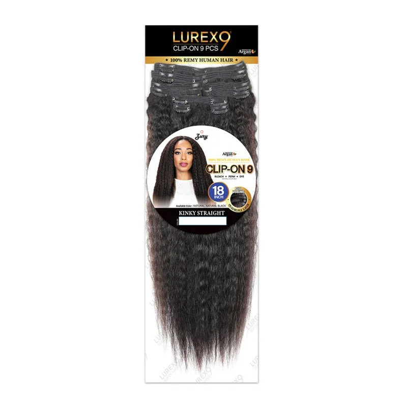 Lace wig in a chocolate - brown color for a rich and warm appearanceROYAL IMEX Lurex Kinky Straight Clip-in 9pcs 18"