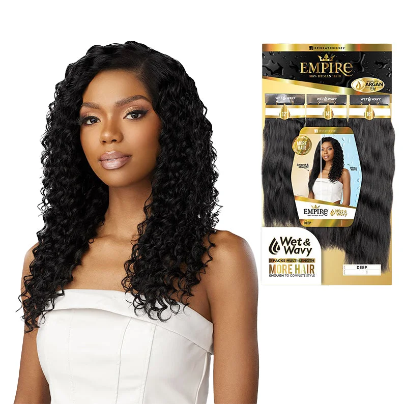 Lace wig with a wispy fringe for a soft and feminine lookSENSATIONNEL Empire Wet & Wavy Deep