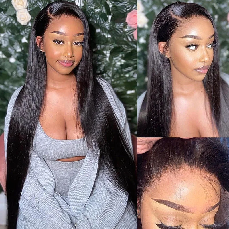 Adjustable - cap lace wig for a comfortable fitSilky Straight Undetectable HD Lace 13x4 Lace Frontal Wig