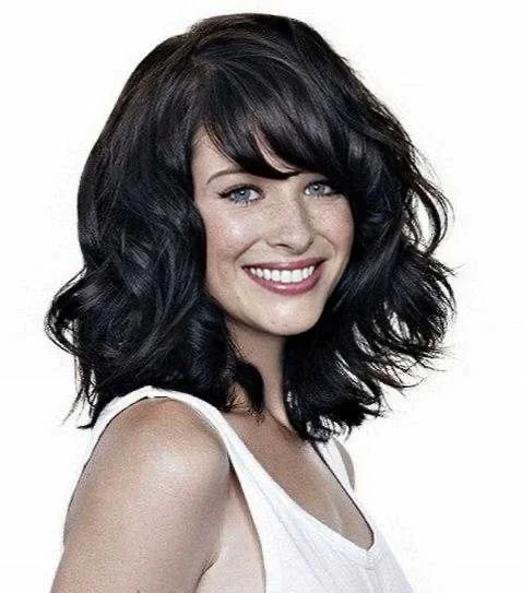 Human - hair wig with a wispy fringe for a soft and feminine lookTatyana + European Natural Hair Wig