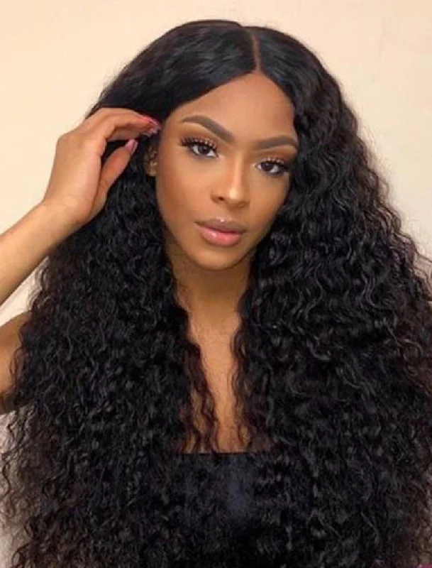 Lace wig with a honey - blonde color for a warm and sunny appearanceTight Curls Human Hair Glueless Full Lace Wigs With Preplucked Natural Hairline