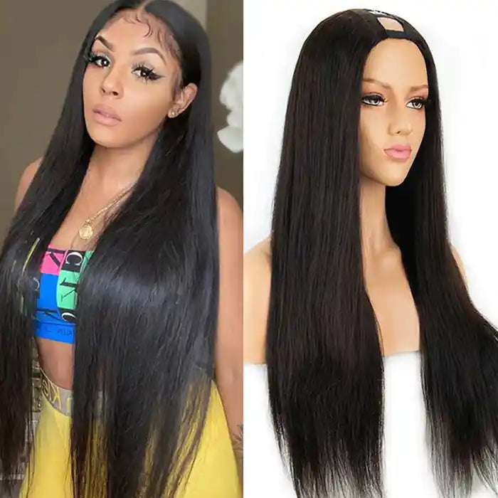 Lace wig with a straight texture for a sleek and minimalist lookRaw Hair/Virgin Hair U Part Wig Beginner Friendly 0 Skill Needed Natural Scalp Straight Human Hair Upgrade U part Wig 10-30 Inch No Glue No Leave Out