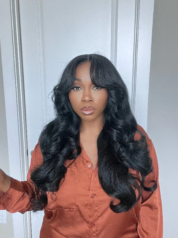 Lace wig with a side - swept bang for a sophisticated lookLONDON