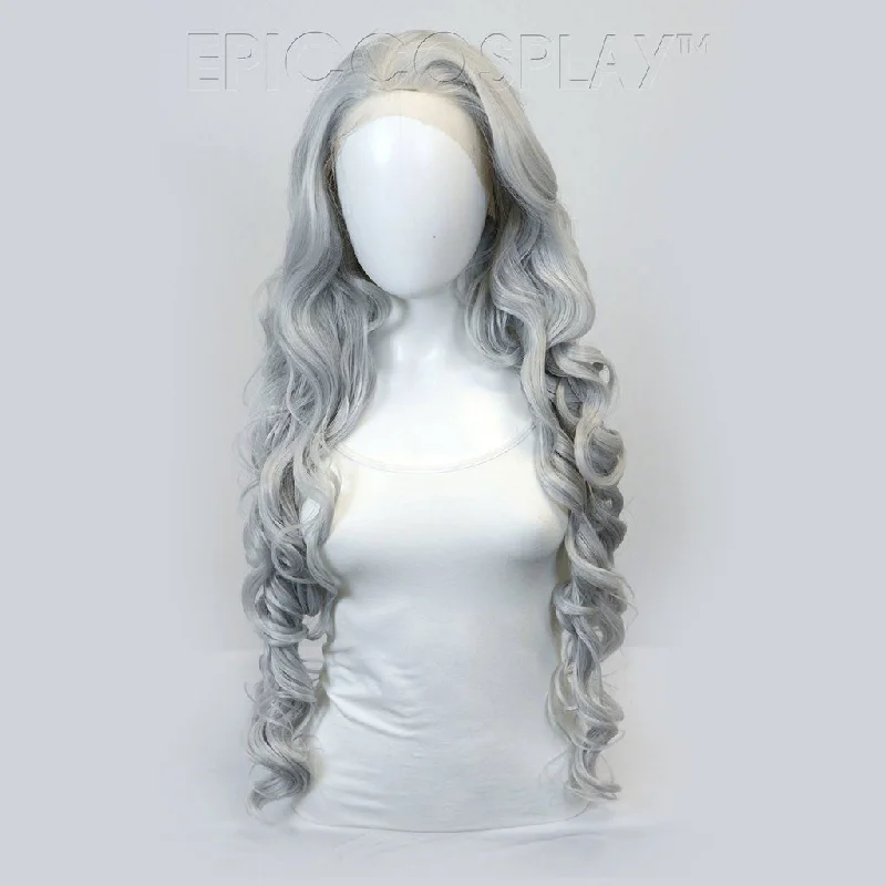 Lace wig in a chocolate - brown color for a rich and warm appearanceUrania - Silvery Grey Wig