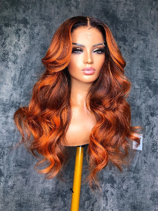 Lace wig in a chocolate - brown color for a rich and warm appearanceXia Lace Wig