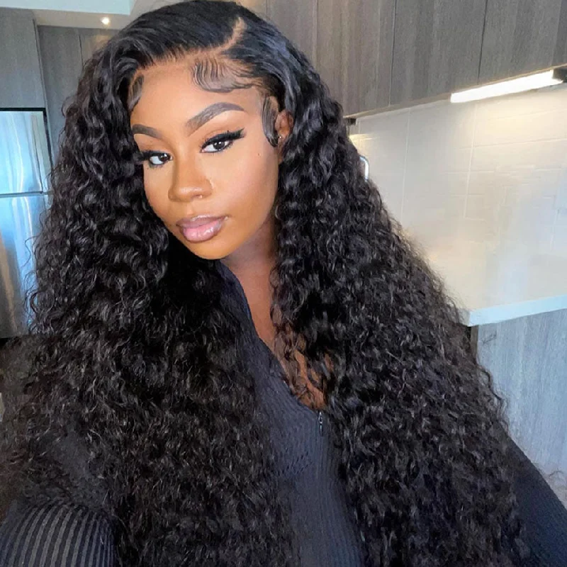 Lace wig with a 200 - density for a full and thick appearance200% 250% High Density Water Wave Human Hair 13x4 13x6 HD Lace Wigs