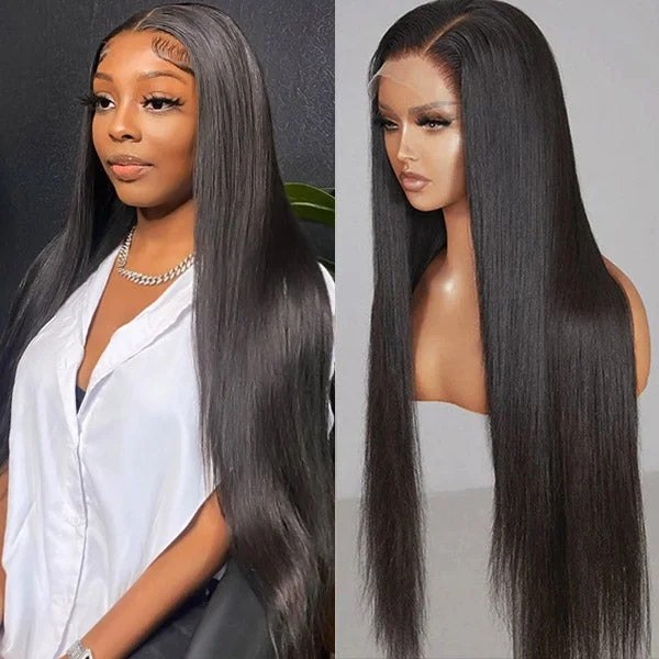 Human - hair lace wig for a luxurious and natural feelHairsmarket Straight Hair Glueless Human Hair Wigs 13x4 HD Lace Frontal Wig 250% Density