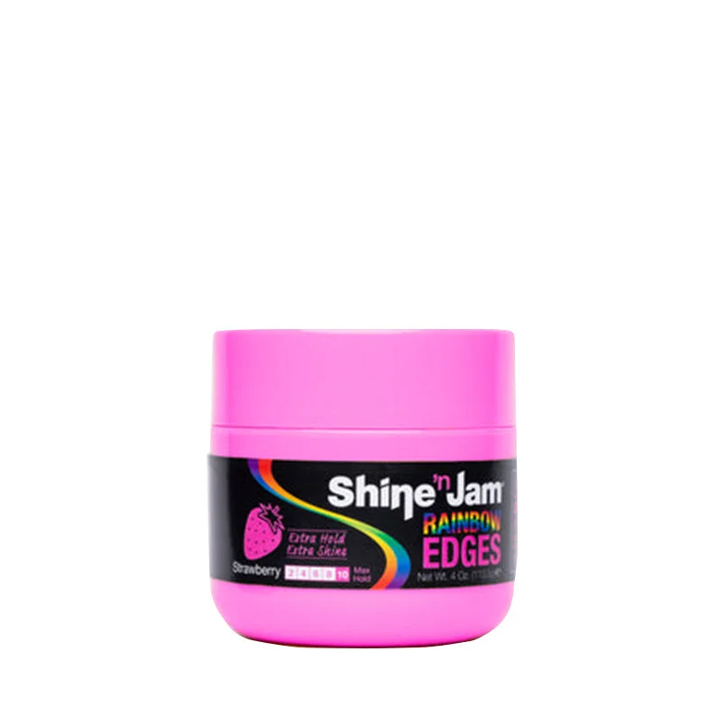 Lace wig with a wispy fringe for a soft and feminine lookAMPRO SHINE 'N JAM Rainbow Edges 4oz - STRAWBERRY