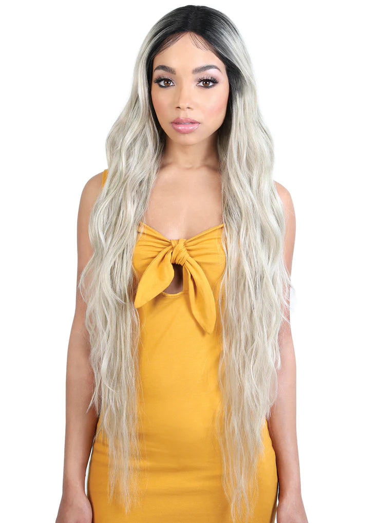 Lace wig with a platinum - blonde color for a bold and trendy lookLace Deep Part Wig - LLDP SPIN 1