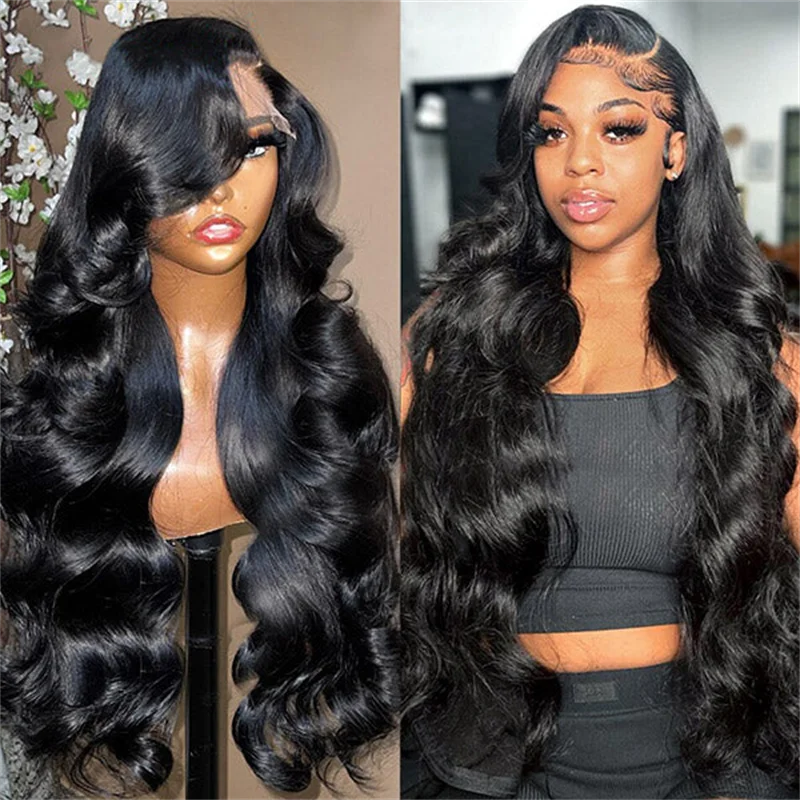 Lace wig with a pre - plucked hairline for a more natural lookGlueless Body Wave Wigs 13x4 HD Lace Front Wigs Pre Plucked Brazilian Human Hair Wigs