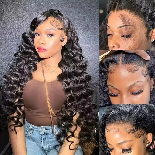 Full - lace wig with a natural - looking hairline for a seamless appearanceHairsmarket Glueless Loose Wave Wigs 13x4 HD Lace Front Wigs Pre Plucked Human Hair Wigs