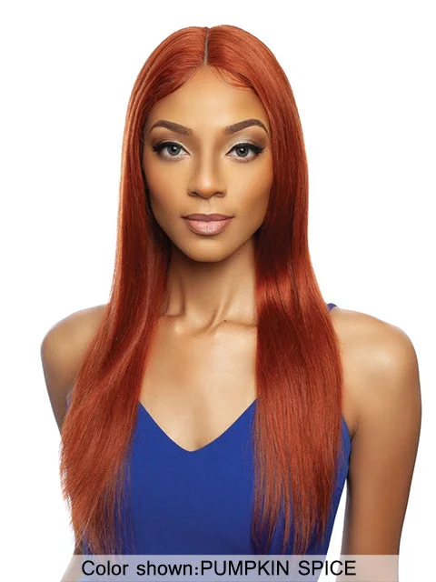 Synthetic lace wig with a heat - resistant formulaMane Concept Trill 13A Human Hair HD Pre-Colored Lace Front Wig - TROC210 13A PUMPKIN SPICE STRAIGHT