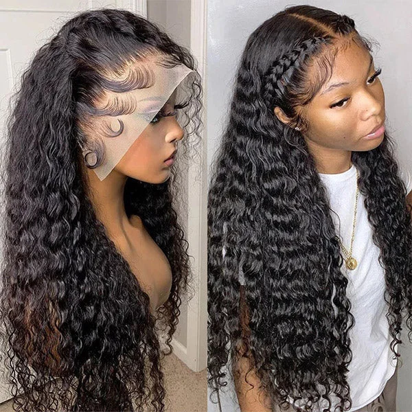 Lace wig with a side - part for a more flattering look(Code:LF17)Hairsmarket Deep Wave 13x4 HD Lace Front Wigs Ready To Wear Glueless Wig 13x6 Lace Frontal Wigs 30 Inch