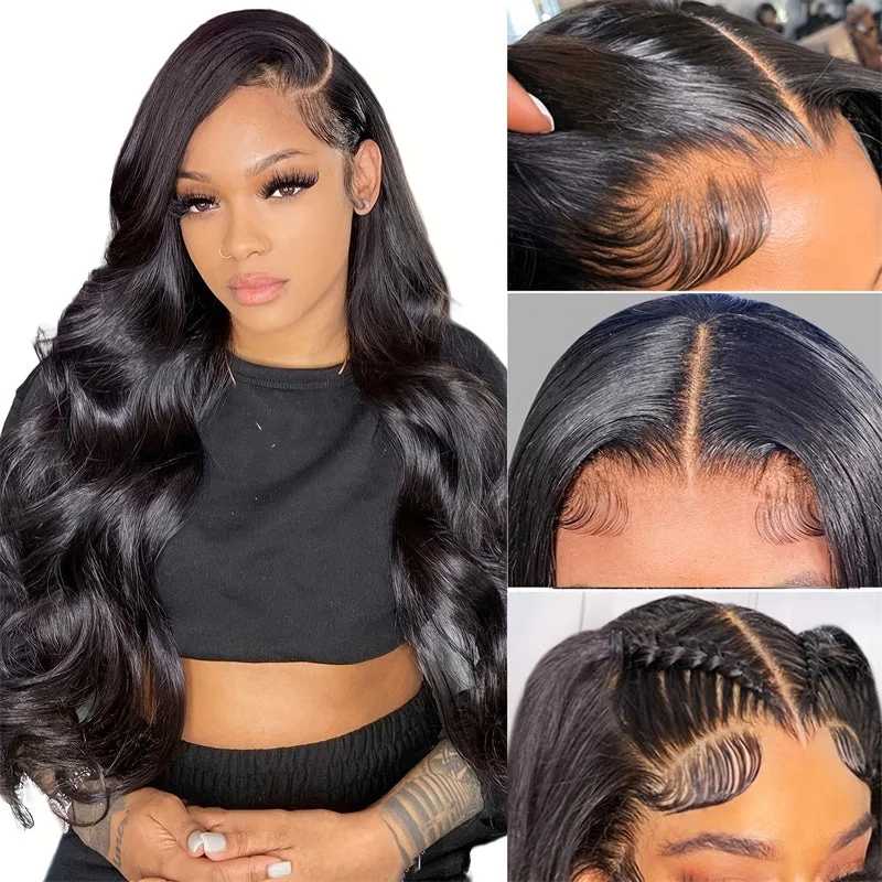 Human - hair lace wig for a luxurious and natural feelHairsmarket Body Wave Glueless Wigs HD Transparent 5x5 Lace Closure Wigs Tiny Knots