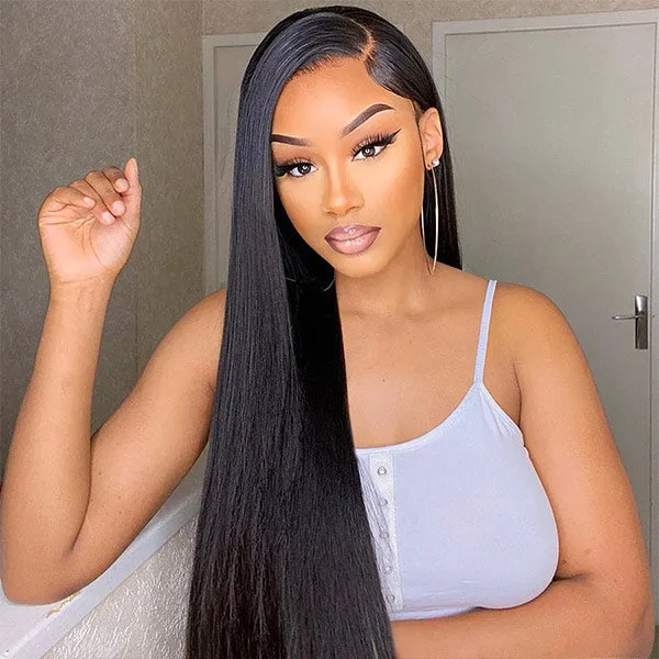 Lace wig with a straight texture for a sleek and minimalist look13x4 Straight Lace Front Wig HD Transparent Lace Wig Long Straight Human Hair