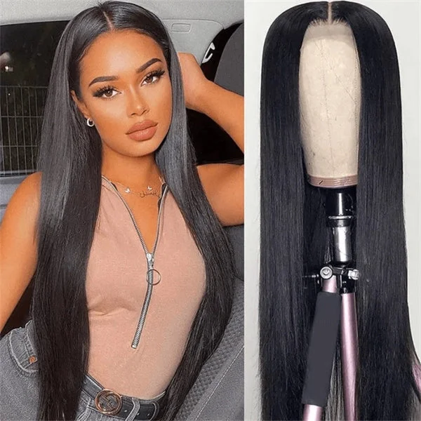 Lace wig with a 200 - density for a full and thick appearanceHairsmarket Glueless Pre Plucked Wigs Straight Human Hair Wigs 13x4 Lace Frontal Wigs 30 Inch 180% Density